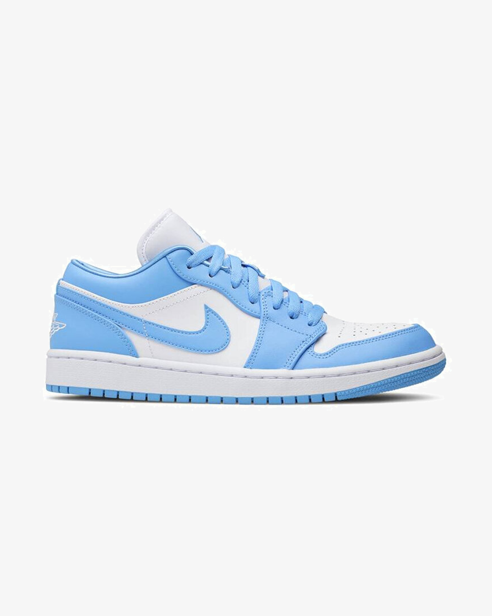 Product photo assigned to Air Jordan 1 Low, University Blue White colorway.
