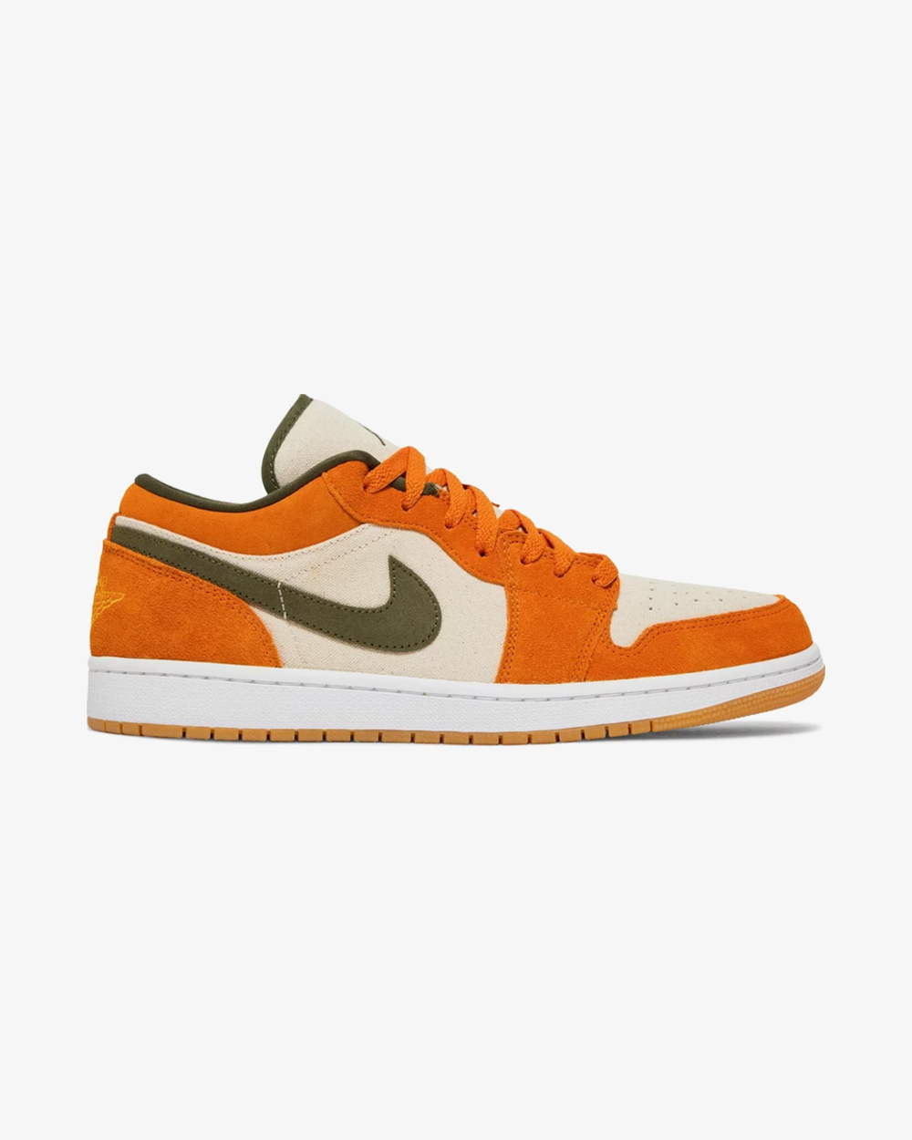 Product photo assigned to Air Jordan 1 Low, Light Curry colorway.