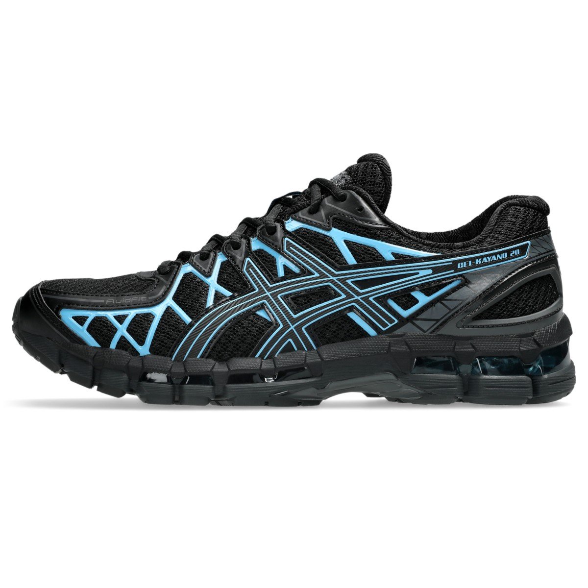 ASICS GEL-KAYANO 20 Black Pond style 1203A388-005 official high-resolution lateral product image