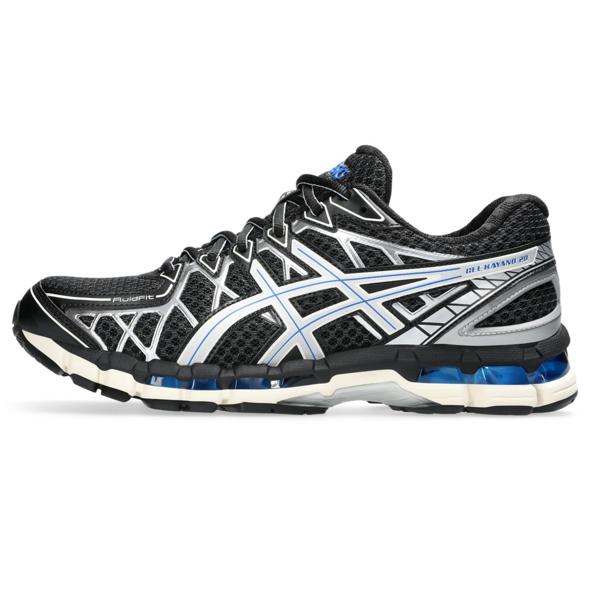 ASICS GEL-KAYANO 20 Black Pure Silver style 1203A388-001 official high-resolution lateral product image