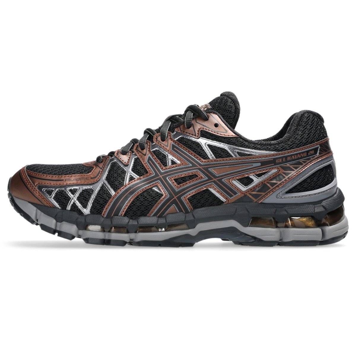 ASICS GEL-KAYANO 20 Black Reddish Brown style 1203A388-002 official high-resolution lateral product image