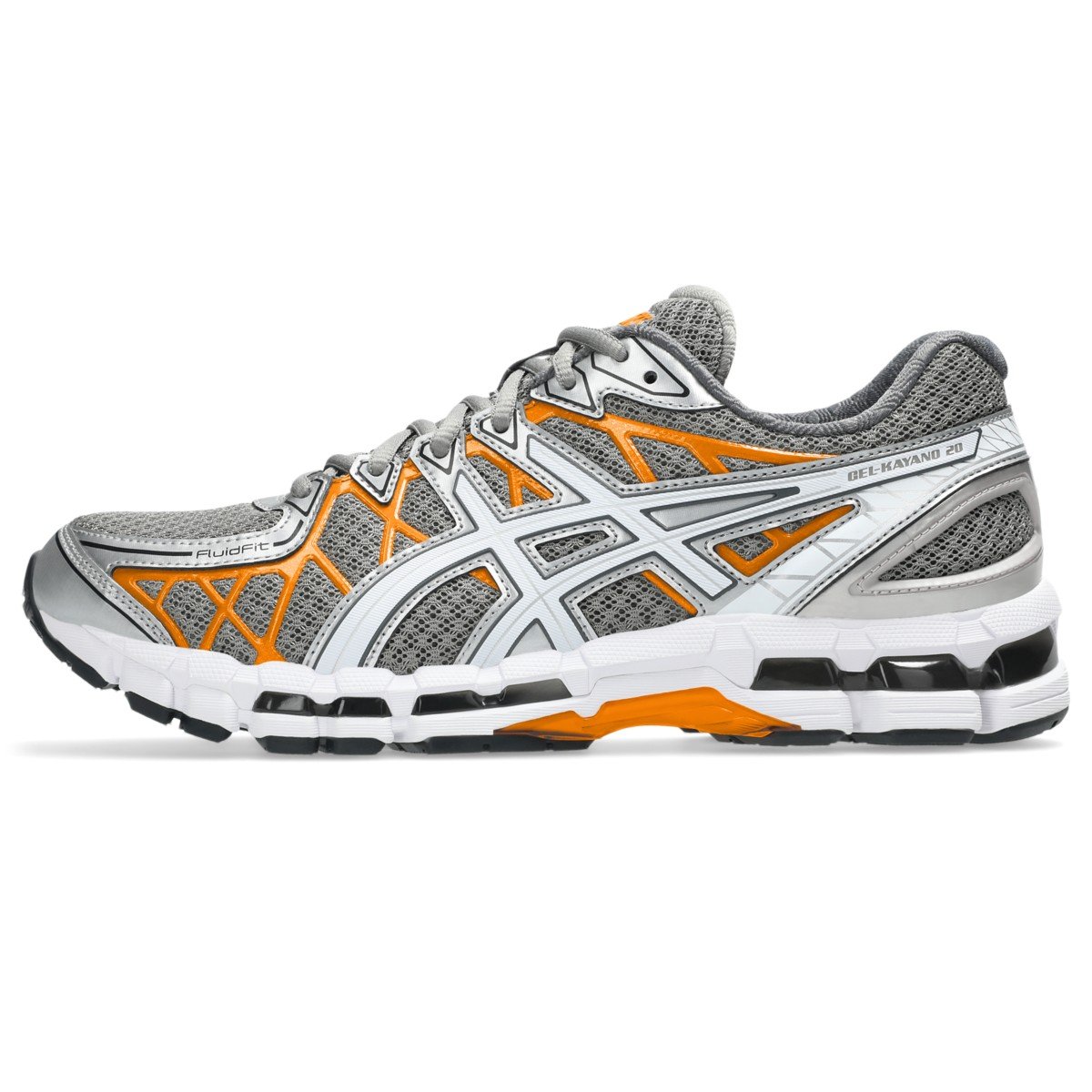ASICS GEL-KAYANO 20 Clay Grey White style 1203A388-023 official high-resolution lateral product image
