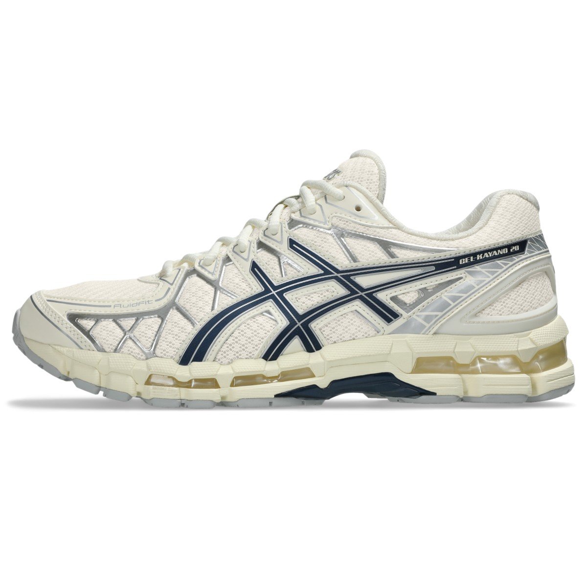 ASICS GEL-KAYANO 20 Cream Independence Blue style 1203A388-104 official high-resolution lateral product image
