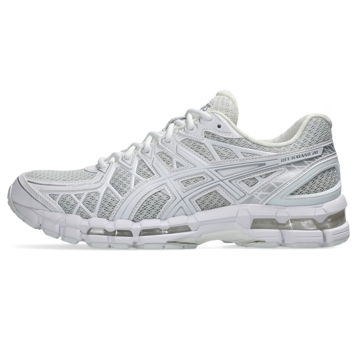 ASICS GEL-KAYANO 20 Glacier Grey White style 1203A388-028 official high-resolution lateral product image
