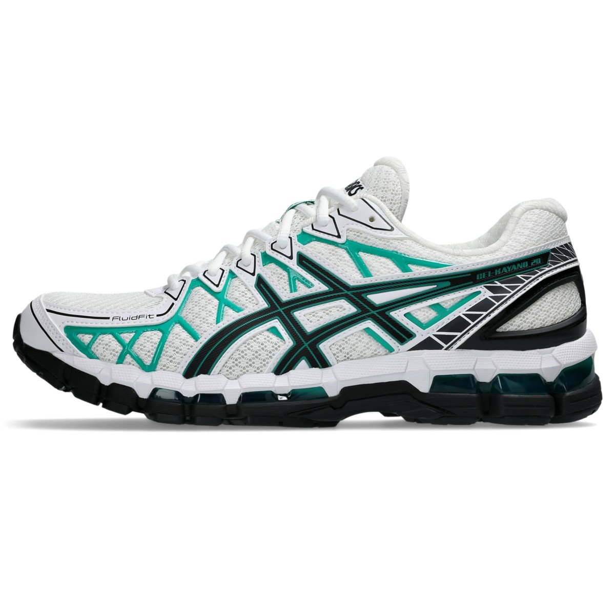 ASICS GEL-KAYANO 20 White Edamame Green style 1203A388-109 official high-resolution lateral product image