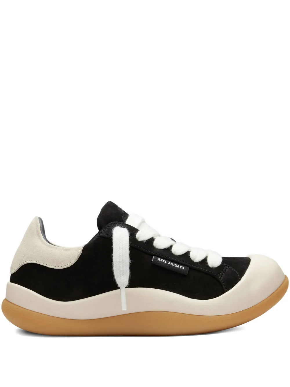 Axel Arigato Squish sneaker in black with off-white details and gum sole