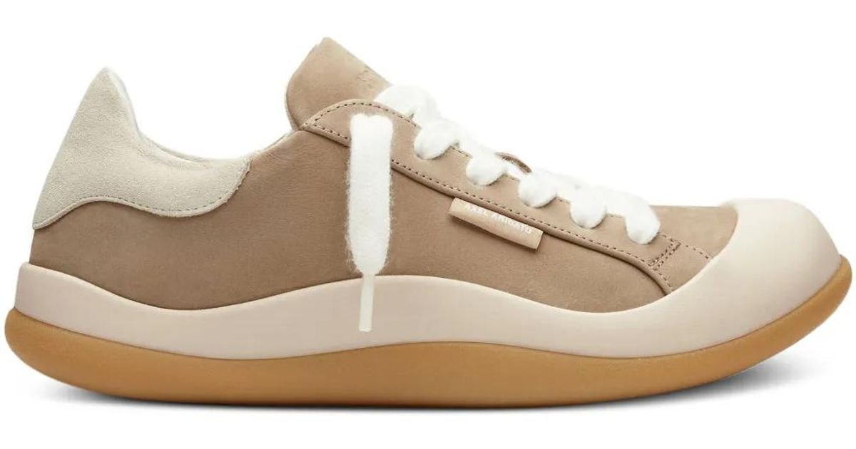 Axel Arigato Squish sneaker in light taupe beige suede with gum sole