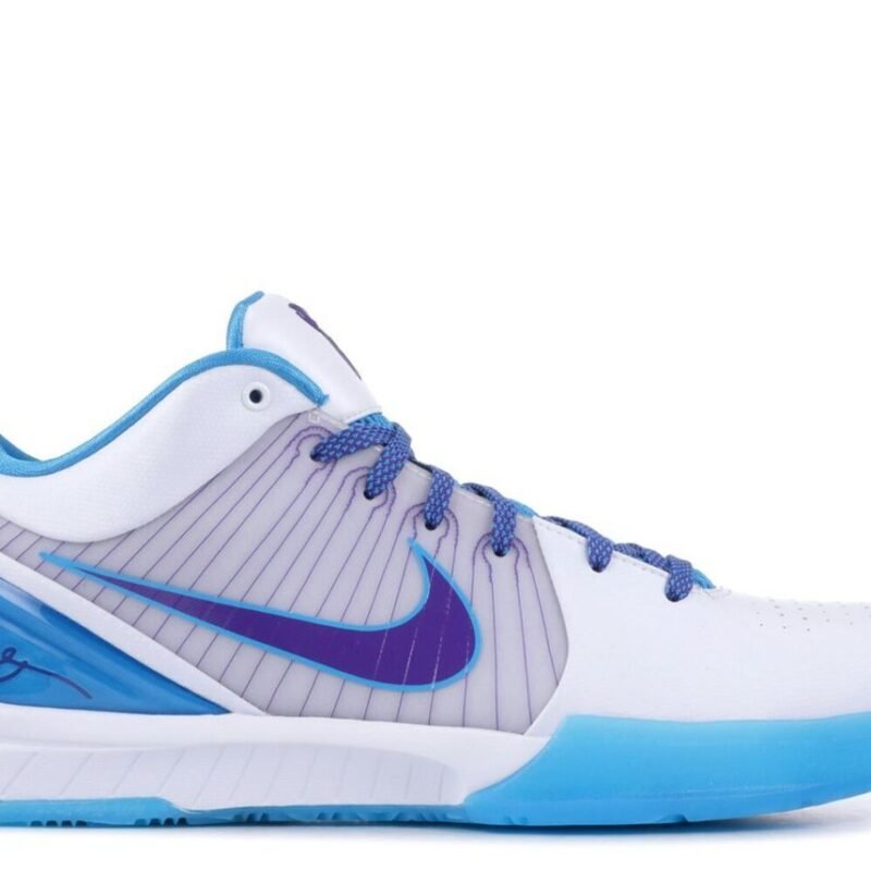 Nike Kobe 4 Protro Draft Day Hornets, white upper with teal and purple accents