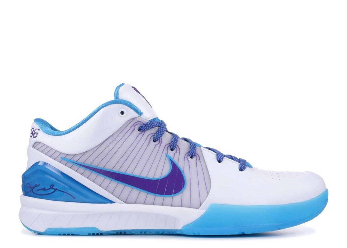 Nike Kobe 4 Protro Draft Day Hornets, white upper with teal and purple accents