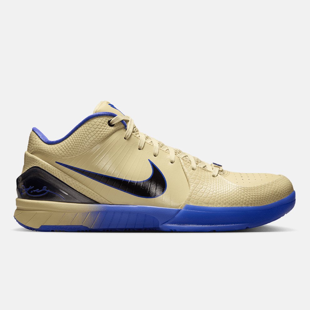 Nike Kobe 4 Protro FC Barcelona Team Gold, cream gold upper with black Swoosh and blue outsole