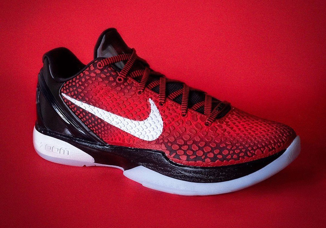 Nike Kobe 6 Protro All-Star 2021, red and black upper with white Swoosh and white outsole