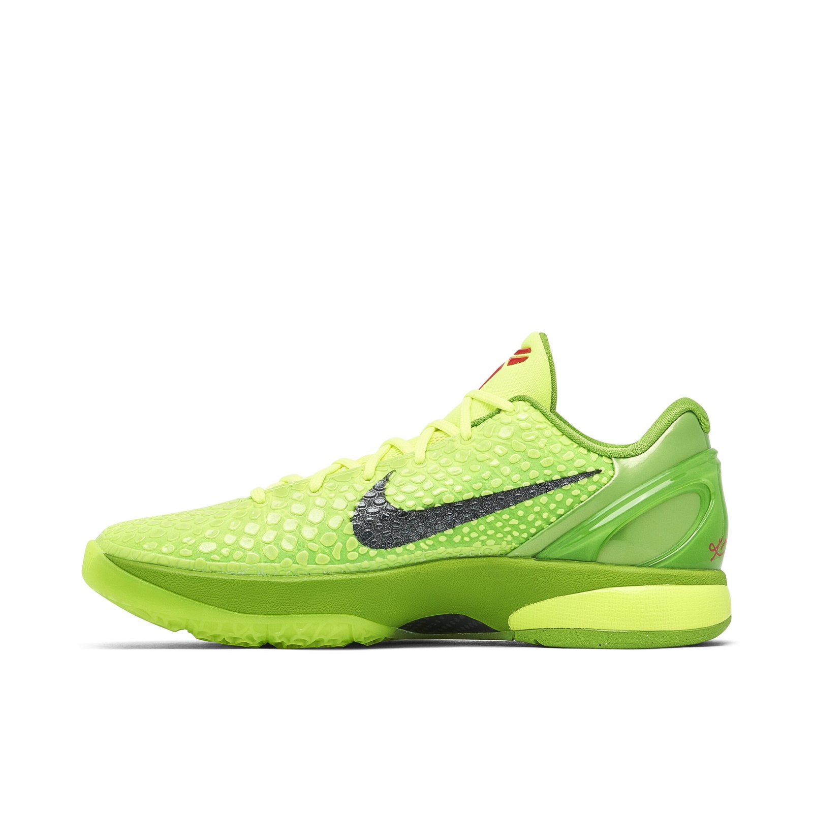Nike Kobe 6 Protro Grinch, neon green textured upper with black Swoosh
