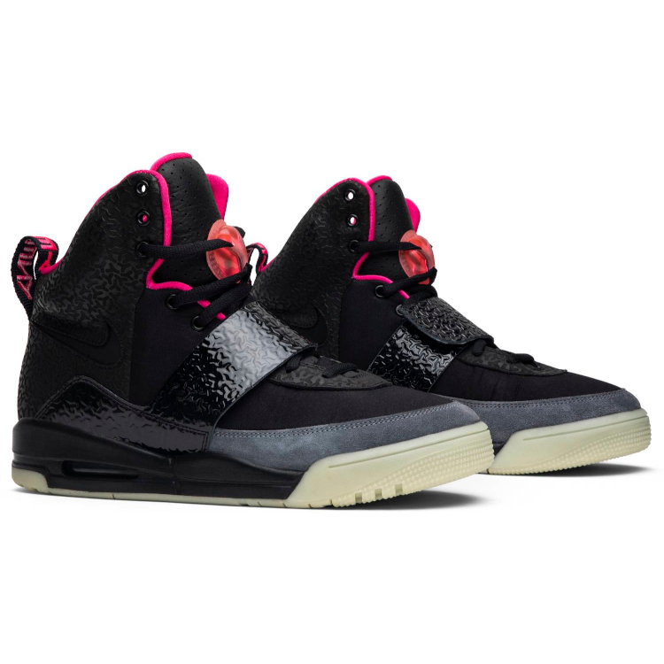 Nike Air Yeezy 1 Blink 366164-003 black leather and patent overlays hot pink lining and glow outsole product image