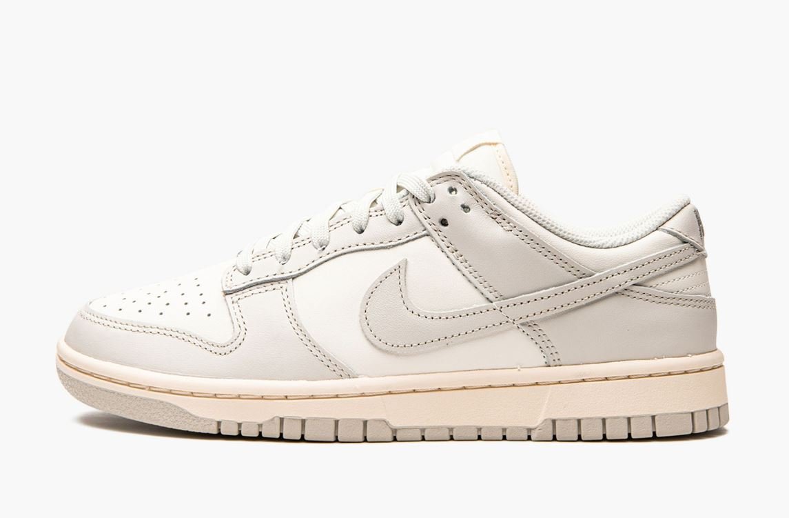 Nike Dunk Low Sail Light Bone, tonal sail and light bone leather upper with cream overlays, Swoosh and outsole