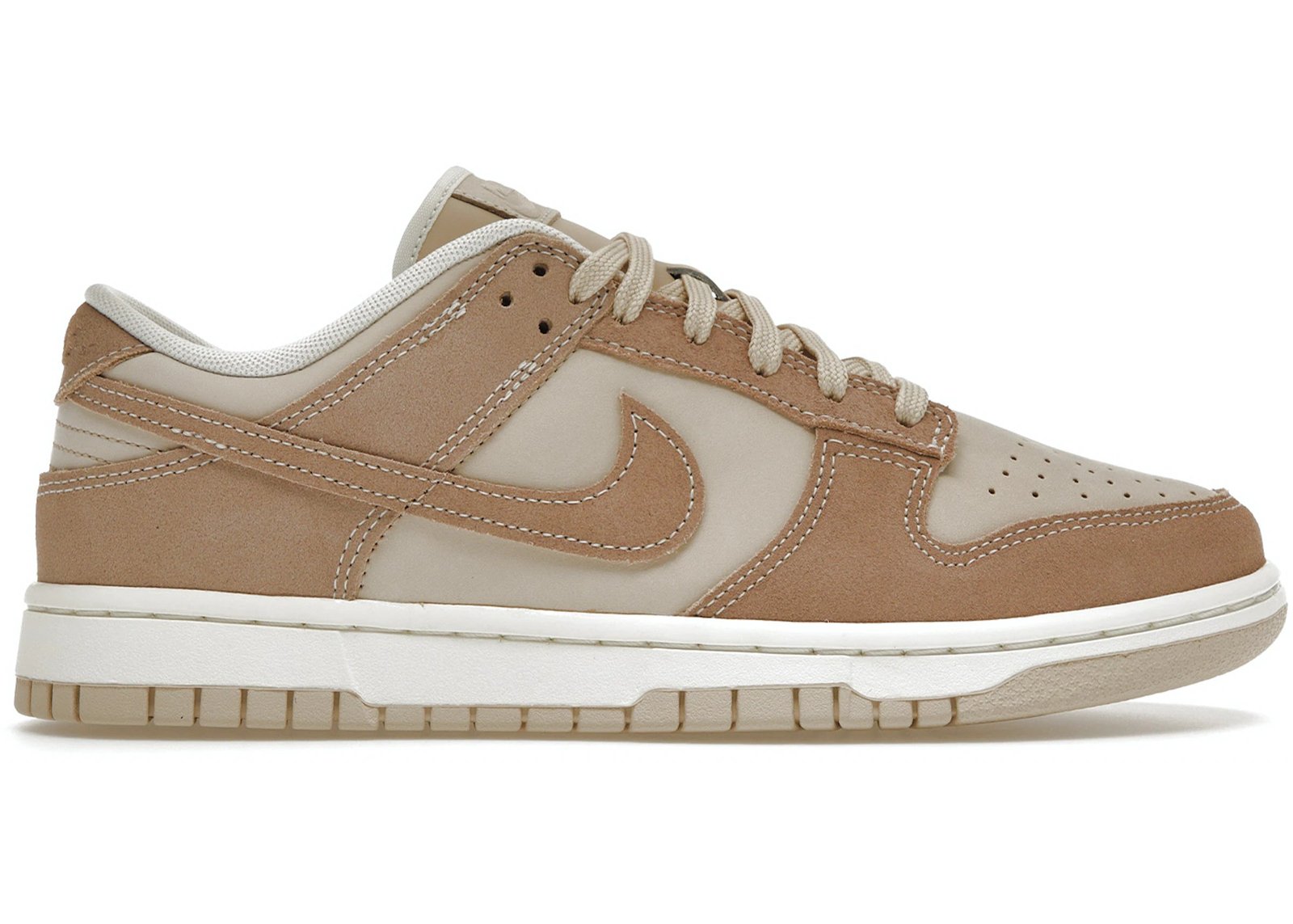 Nike Dunk Low SE Sand Drift, beige suede overlays with light sail panels and neutral cream sole