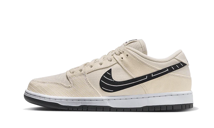Nike SB Dunk Low Albino and Preto FD2627-200 Fossil Black Sail textured sail canvas with fossil overlays and black Swoosh product image