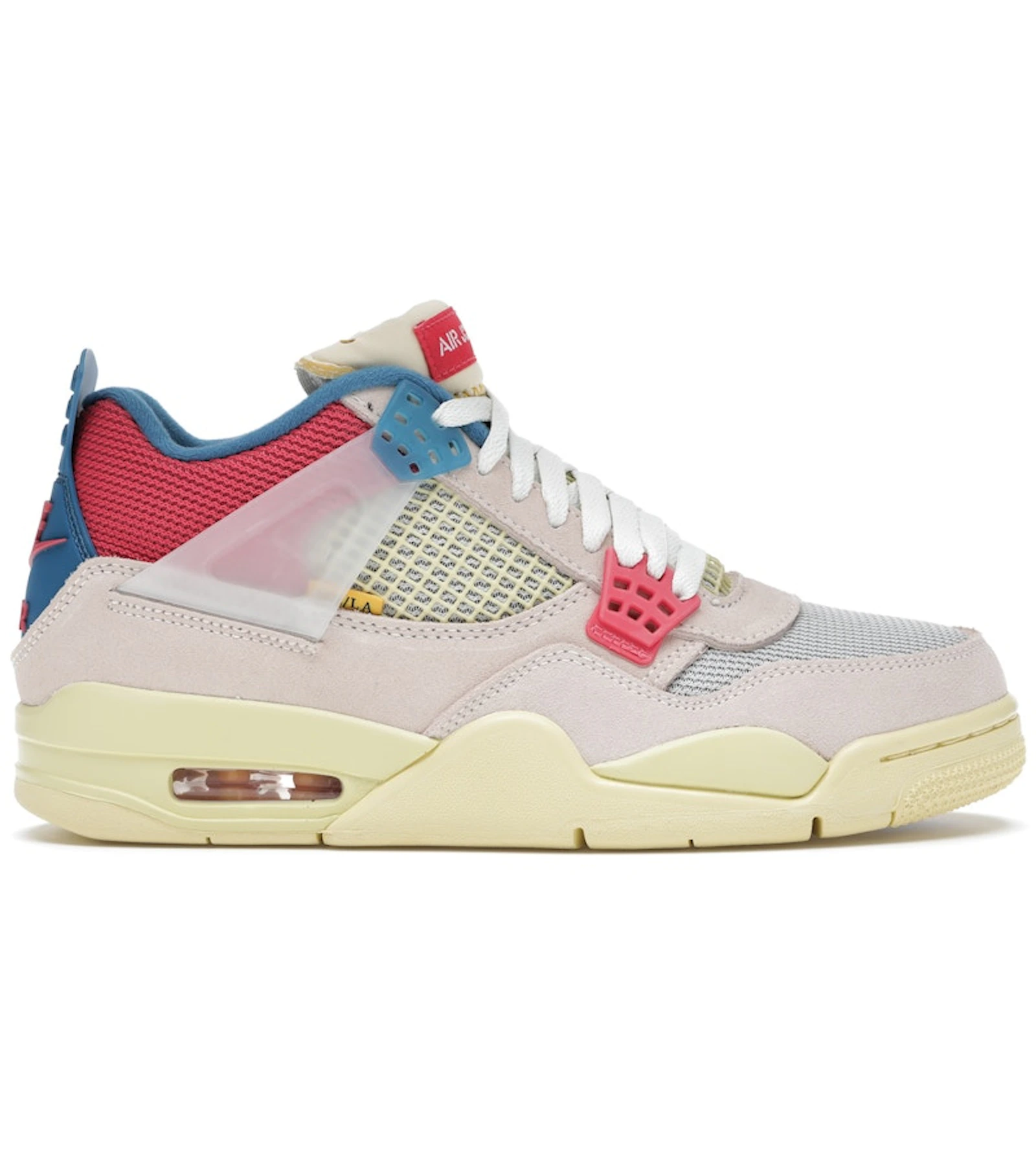 Union x Air Jordan 4 Guava Ice translucent wings sail midsole peach and blue accents product image